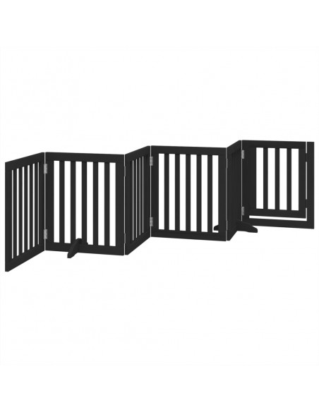 Cancello per Cani Porta Pieghevole Nero 6 Pannelli 300cm Pioppo