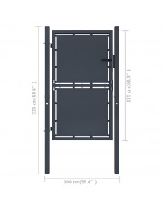 Cancello per Giardino in Acciaio 100x175cm Antracite