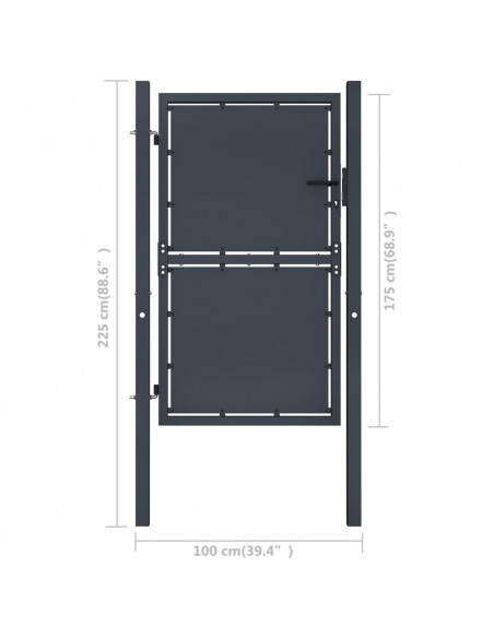Cancello per Giardino in Acciaio 100x175cm Antracite