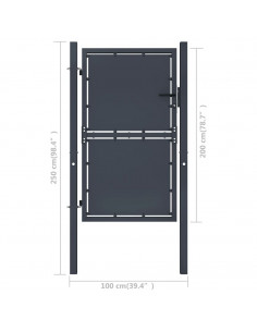 Cancello per Giardino in Acciaio 100x200 cm Antracite