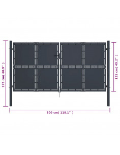 Cancello per Giardino in Acciaio 300x125 cm Antracite