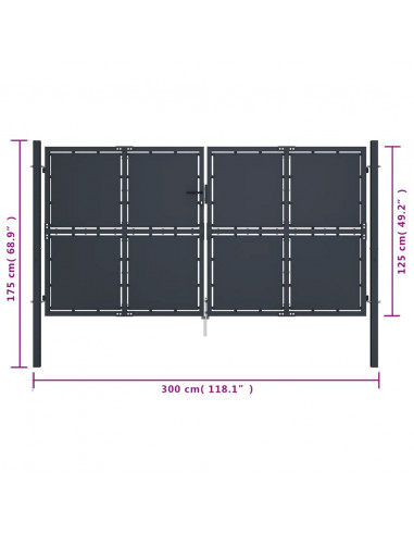 Cancello per Giardino in Acciaio 300x125 cm Antracite
