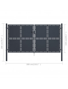 Cancello per Giardino in Acciaio 300x150 cm Antracite