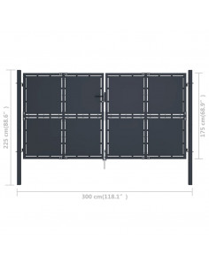 Cancello per Giardino in Acciaio 300x175 cm Antracite