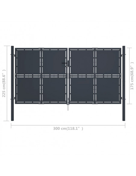 Cancello da Giardino in Acciaio 300x175 cm Antracite