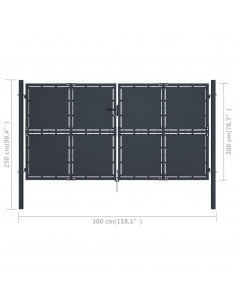Cancello per Giardino in Acciaio 300x200 cm Antracite
