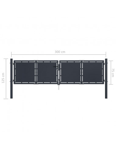 Cancello per Giardino in Acciaio 300x75 cm Antracite