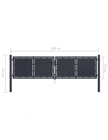 Cancello per Giardino in Acciaio 300x75 cm Antracite