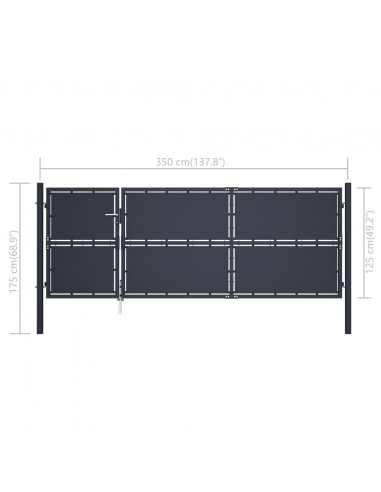 Cancello per Giardino in Acciaio 350x125 cm Antracite