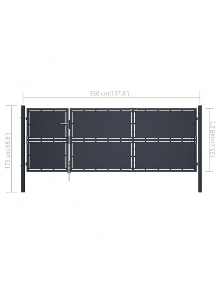 Cancello per Giardino in Acciaio 350x125 cm Antracite