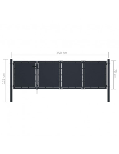 Cancello per Giardino in Acciaio 350x75 cm Antracite