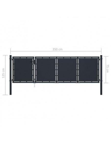 Cancello per Giardino in Acciaio 350x75 cm Antracite