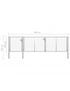Cancello per Giardino in Acciaio 400x100cm Argento