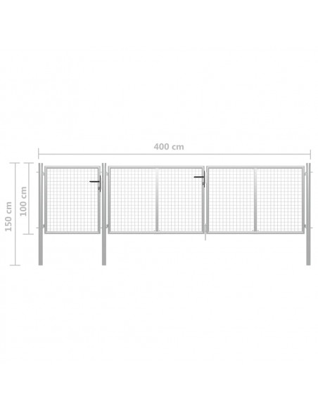 Cancello per Giardino in Acciaio 400x100cm Argento