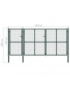 Cancello per Giardino in Acciaio 400x150 cm Verde
