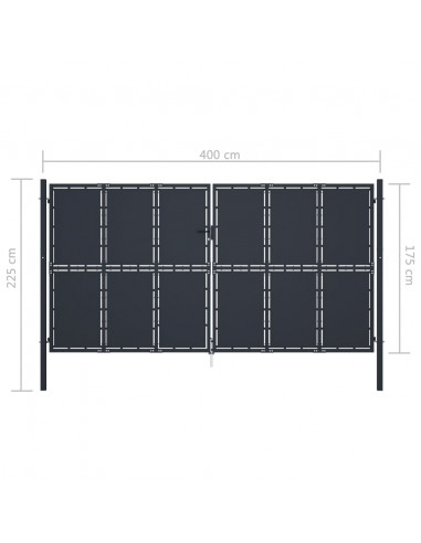 Cancello per Giardino in Acciaio 400x175 cm Antracite