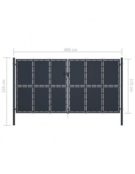 Cancello per Giardino in Acciaio 400x175 cm Antracite