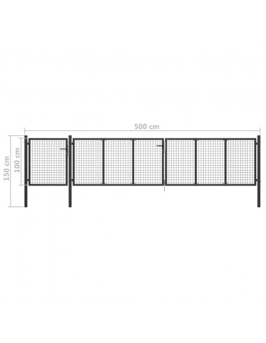 Cancello per Giardino in Acciaio 500x100 cm Antracite