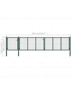 Cancello per Giardino in Acciaio 500x100 cm Verde