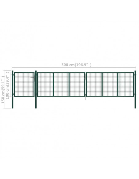 Cancello per Giardino in Acciaio 500x100 cm Verde