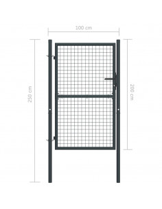 Cancello per Giardino in Acciaio Zincato 100x250 cm Grigio