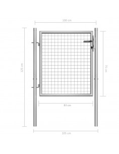 Cancello per Giardino in Acciaio Zincato 105x125cm Argento