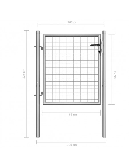Cancello per Giardino in Acciaio Zincato 105x125cm Argento