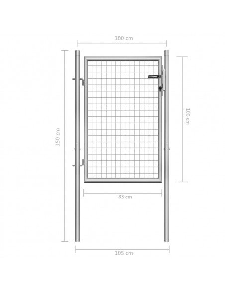 Cancello per Giardino in Acciaio Zincato 105x150cm Argento