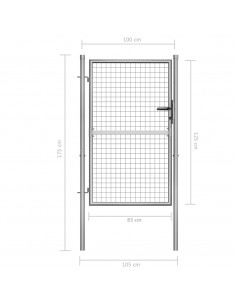 Cancello per Giardino in Acciaio Zincato 105x175cm Argento