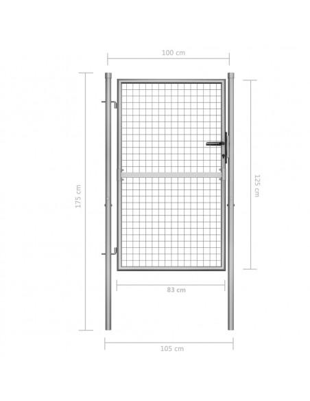 Cancello per Giardino in Acciaio Zincato 105x175cm Argento