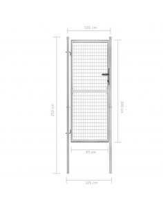 Cancello per Giardino in Acciaio Zincato 105x250cm Argento