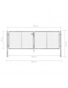 Cancello per Giardino in Acciaio Zincato 306x125 cm Argento