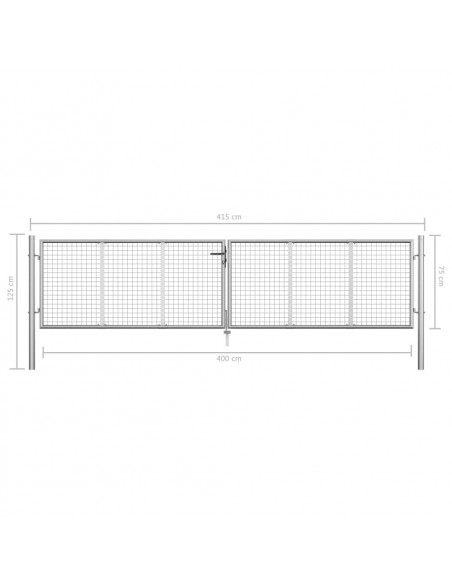 Cancello per Giardino in Acciaio Zincato 415x125 cm Argento
