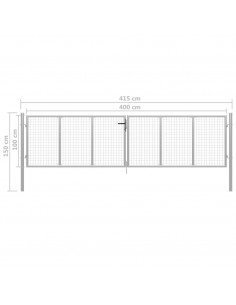 Cancello per Giardino in Acciaio Zincato 415x150cm Argento