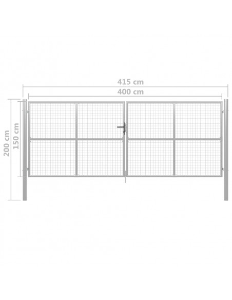 Cancello per Giardino in Acciaio Zincato 415x200cm Argento