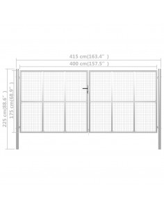 Cancello per Giardino in Acciaio Zincato 415x225 cm Argento