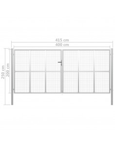 Cancello per Giardino in Acciaio Zincato 415x250 cm Argento