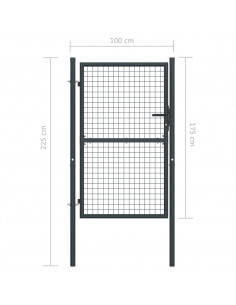 Cancello per Giardino in Acciaio Zincato Grigio 100x225 cm
