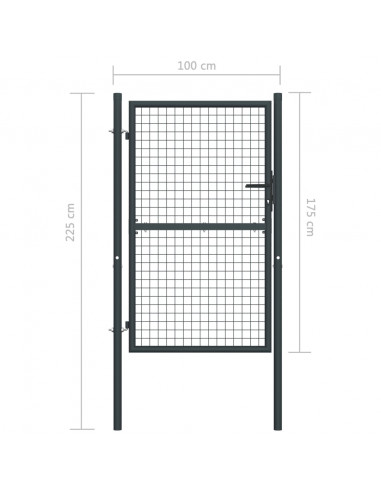 Cancello per Giardino in Acciaio Zincato Grigio 100x225 cm