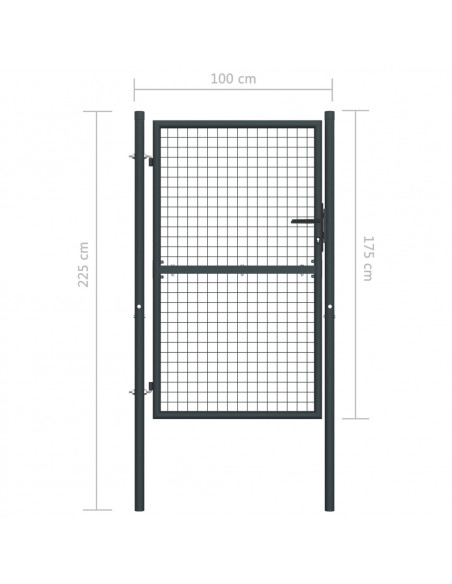 Cancello per Giardino in Acciaio Zincato Grigio 100x225 cm