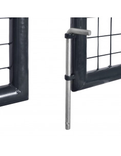 Cancello per Giardino Rete in Acciaio Zincato 289x100 cm Grigio