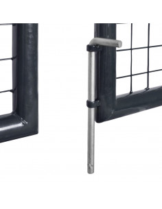 Cancello per Giardino Rete in Acciaio Zincato 289x200 cm Grigio