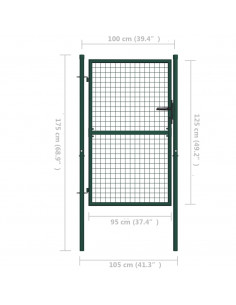 Cancello per Recinzione in Acciaio 100x125 cm Verde