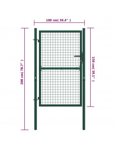 Cancello per Recinzione in Acciaio 100x150 cm Verde