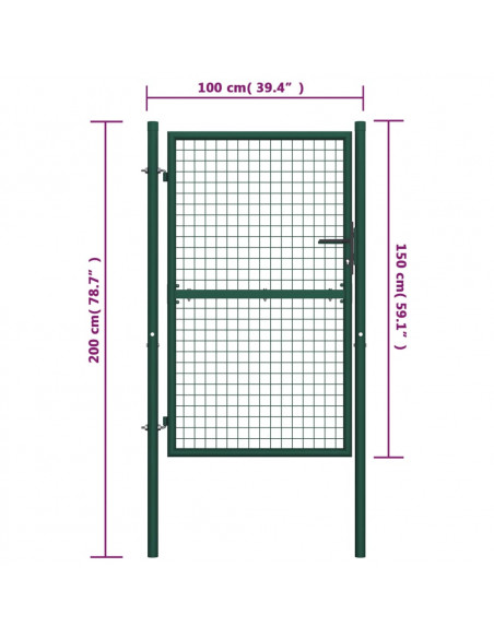 Cancello per Recinzione in Acciaio 100x150 cm Verde