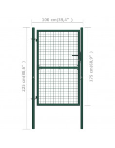 Cancello per Recinzione in Acciaio 100x175 cm Verde