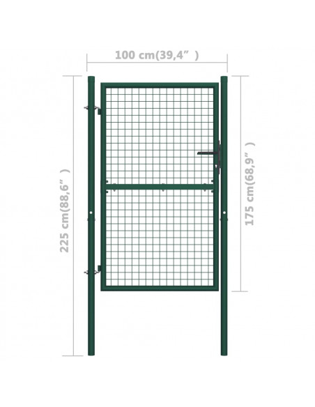 Cancello per Recinzione in Acciaio 100x175 cm Verde