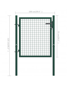 Cancello per Recinzione in Acciaio 100x75 cm Verde