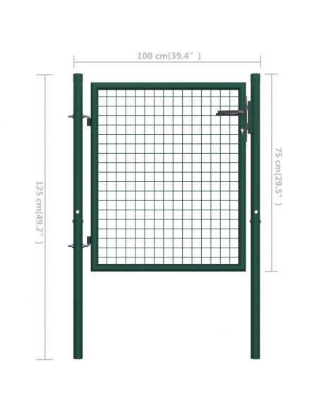 Cancello per Recinzione in Acciaio 100x75 cm Verde