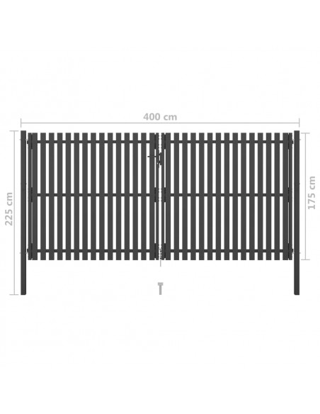 Cancello per Recinzione da Giardino in Acciaio 400x175 cm Antracite